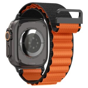 Spigen WBF1 Strap for Apple Watch 44 / 45 / 46 / 49 mm - juodos spalvos ir oranžinės spalvos - Image 3