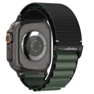 Apyrankė Spigen WBF1 Strap for Apple Watch 44 / 45 / 46 / 49 mm - juodos spalvos and žalios spalvos - Image 2