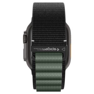 Apyrankė Spigen WBF1 Strap for Apple Watch 44 / 45 / 46 / 49 mm - juodos spalvos and žalios spalvos - Image 5