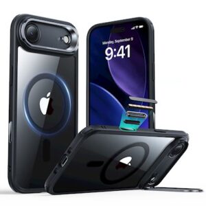 ESR Classic Hybrid Stash Stand Apple iPhone Air, skaidrus juodos spalvos