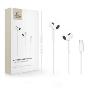 Tech-Protect Ultraboost Core G2 USB-C ausinės - baltos spalvos