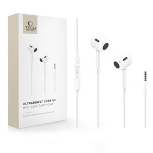 Tech-Protect Ultraboost Core G2 Mini Jack ausinės - baltos spalvos