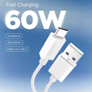 Spigen EB6010AC USB-A / USB-C 60W kabelis 100 cm - baltos spalvos - Image 3