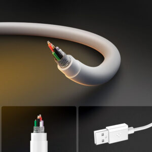 Spigen EB6010AC USB-A / USB-C 60W kabelis 100 cm - baltos spalvos - Image 6