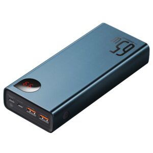 Baseus Adaman power bank 2x USB / 1x USB Type C / 1x micro USB 20000mAh 65W Quick Charge 4.0 Power Delivery mėlynos spalvos (PPIMDA-D03) - Image 1