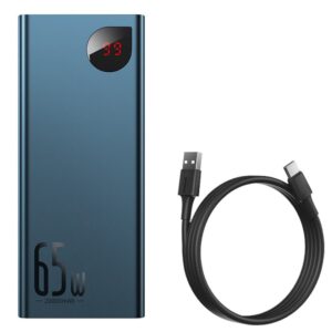 Baseus Adaman power bank 2x USB / 1x USB Type C / 1x micro USB 20000mAh 65W Quick Charge 4.0 Power Delivery mėlynos spalvos (PPIMDA-D03) - Image 4