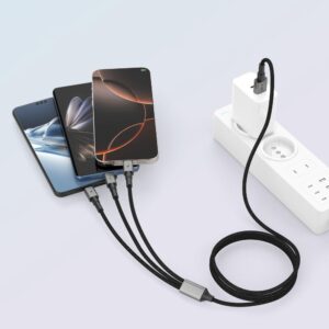 Tech-Protect UltraBoost DNA 3in1 USB-C / Micro-USB / Lightning kabelis 120 cm - pilkos spalvos - Image 5