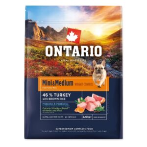 Ontario Mini & Medium Weight Control Turkey & Brown rice 2,25kg