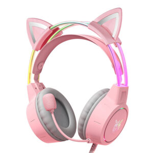ONIKUMA X15Pro žaidimų ausinės rožinės spalvos Cat Ears