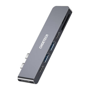 Docking Station Choetech HUB-M14 for Macbook Pro, 7-in-2 USB-C, Thunderbolt 3 sidabro spalvos