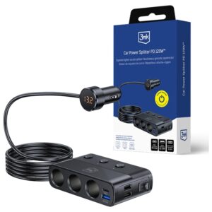 3MK Car Power Splitter 120W PD QC PPS 3xUSB-A 1xUSB-C 3xDC juodos spalvos - Image 1