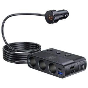 3MK Car Power Splitter 120W PD QC PPS 3xUSB-A 1xUSB-C 3xDC juodos spalvos - Image 2