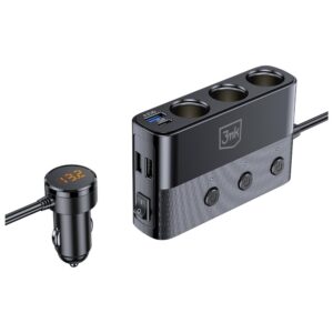 3MK Car Power Splitter 120W PD QC PPS 3xUSB-A 1xUSB-C 3xDC juodos spalvos - Image 4