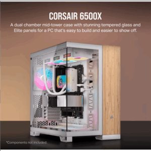 Corsair 6500X Midi-Tower, Tempered Glass - baltos spalvos/bamboo wood - Image 4