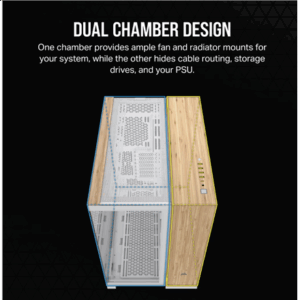 Corsair 6500X Midi-Tower, Tempered Glass - baltos spalvos/bamboo wood - Image 6