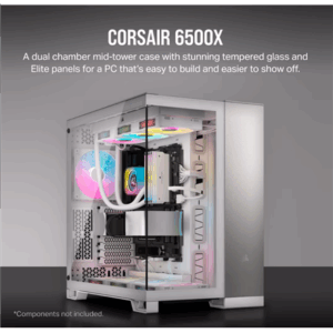 Corsair 6500X Midi-Tower, Tempered Glass - baltos spalvos/satin grey aluminium - Image 4