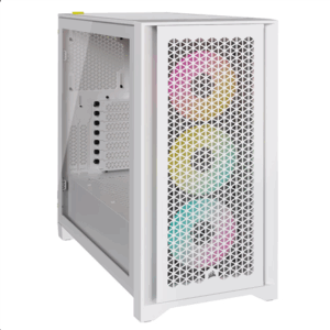 Corsair iCUE 4000D RGB Airflow Mid-Tower, Tempered Glass - baltos spalvos - Image 2