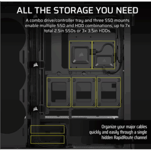 Corsair iCUE LINK 5000T LX PC-kompiuterio korpusas, Midi-Tower, E-ATX, RGB, Tempered Glass - juodos spalvos - Image 8