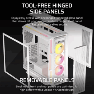 Corsair iCUE LINK 5000T LX PC-kompiuterio korpusas, Midi-Tower, E-ATX, RGB, Tempered Glass - baltos spalvos - Image 9