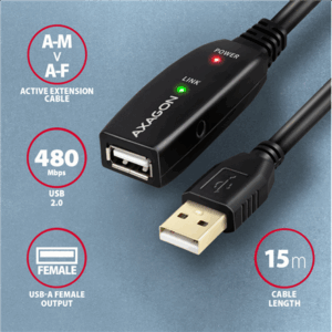 AXAGON ADR-215 active USB 2.0 extension cable, USB-A plug/socket - 15m - Image 4