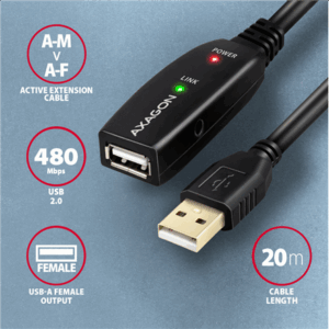 AXAGON ADR-220 active USB 2.0 extension cable, USB-A plug/socket - 20m - Image 4
