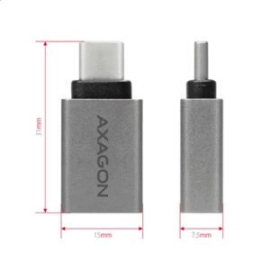 AXAGON USB-C 3.1 M to USB-A F Adapter, Aluminium - black - Image 7