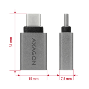 AXAGON USB-C 3.1 M to USB-A F Adapter, Aluminium - black - Image 8