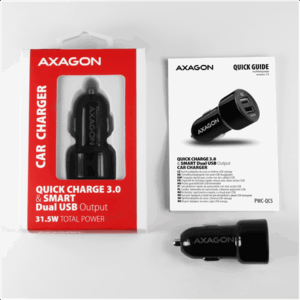 AXAGON PWC-QC5 car charger, 1x USB-A QC 3.0 + 1x USB-A SmartCharge, 31.5 W, CL plug - black - Image 14