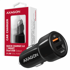 AXAGON PWC-QC5 car charger, 1x USB-A QC 3.0 + 1x USB-A SmartCharge, 31.5 W, CL plug - black - Image 16