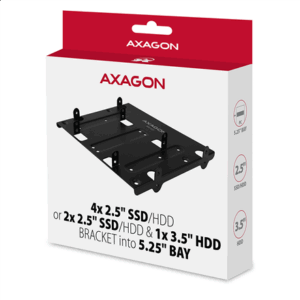 AXAGON RHD-435 mounting frame for 4x 2.5"/2x 2.5" + 1x 3.5" in 5.25" slot - juodos spalvos - Image 13