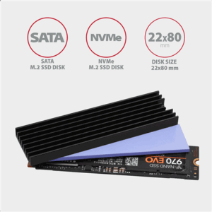 AXAGON CLR-M2L6 passive M.2 SSD heatsink - 2280, 6 mm height, aluminium, juodos spalvos - Image 5