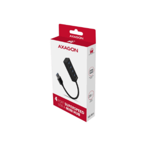 AXAGON HUE-M1A Superspeed USB-A Mini Hub, 4x USB 3.0 - 20cm, juodos spalvos - Image 8