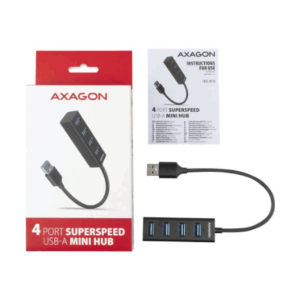 AXAGON HUE-M1A Superspeed USB-A Mini Hub, 4x USB 3.0 - 20cm, juodos spalvos - Image 9