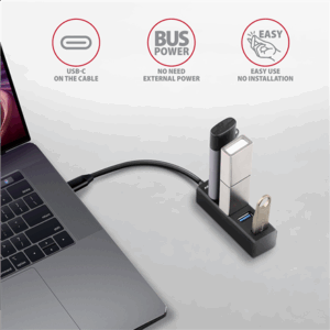 AXAGON HUE-M1C Superspeed USB-C Mini Hub, 4x USB 3.0 - 20cm, juodos spalvos - Image 6