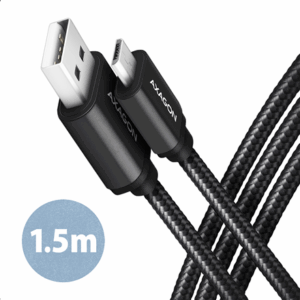 AXAGON BUMM-AM15AB Cable Micro-USB to USB-A 2.0, black - 1.5m - Image 3