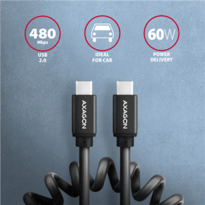 AAXAGON BUCM-CM10TB Twister Cable, USB-C to USB-C 2.0, black - 0.6m - Image 4