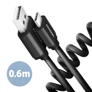 AXAGON BUCM-AM10TB Twister cable, USB-C to USB-A 2.0, black - 0.6m - Image 3