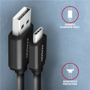 AXAGON BUCM-AM10TB Twister cable, USB-C to USB-A 2.0, black - 0.6m - Image 5