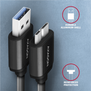 AXAGON BUMM3-AM10AB Cable Micro-B USB to USB-A 3.2 Gen 1, black - 1m - Image 5