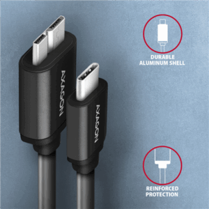 AXAGON BUMM3-CM10AB Cable Micro-B USB to USB-C 3.2 Gen 1, black - 1m - Image 5