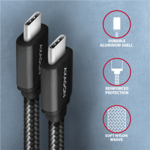 AXAGON BUCM3-CM10AB Cable USB-C 3.2 Gen 1 to USB-C 3.2 Gen 1, juodos spalvos - 1m - Image 5