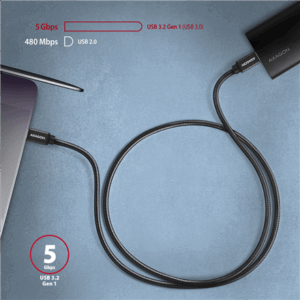AXAGON BUCM3-CM10AB Cable USB-C 3.2 Gen 1 to USB-C 3.2 Gen 1, juodos spalvos - 1m - Image 8
