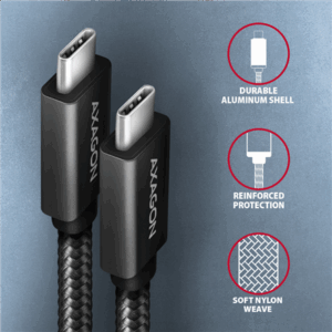 AXAGON BUCM32-CM10AB Cable, USB-C 3.2 Gen 2 to USB-C 3.2 Gen 2, black - 1m - Image 5