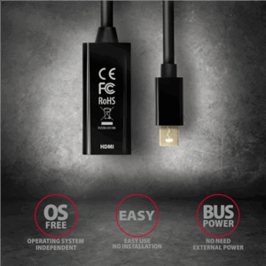 AXAGON RVDM-HI14N Mini DisplayPort to HDMI Adapter, 4K/30 Hz, 15 cm long - black - Image 6