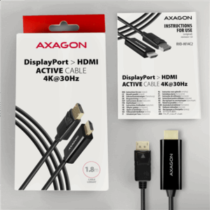 AXAGON RVD-HI14C2 DisplayPort to HDMI adapter cable, 4K/30 Hz, 180 cm long - black - Image 8