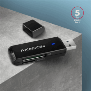 AXAGON CRE-S2N Card reader USB-A 3.2 Gen 1, SD, microSD - black - Image 4