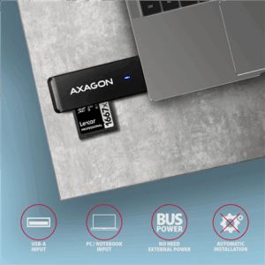AXAGON CRE-S2N Card reader USB-A 3.2 Gen 1, SD, microSD - black - Image 6