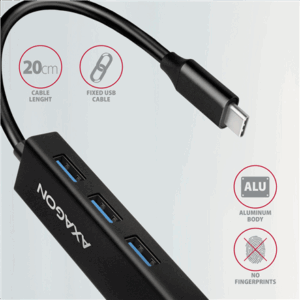 AXAGON HMC-GL3A USB-C-Hub, 3x USB-A, Gbit-LAN, juodos spalvos - Image 7
