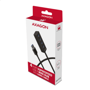 AXAGON HUE-M1AL Mini USB-A-Hub,4x USB-A 3.2 Gen 1, sidabro spalvos - 1,2m - Image 8