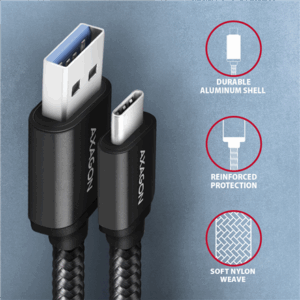 AXAGON BUCM3-AM10AB Cable USB-C to USB-A 3.2 Gen 1, black - 1m - Image 5